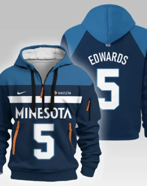 Anthony Edwards Basketball Hoodie Half Zipper NBA 2025 For Fan Anthony Edwards HVN1026TWAE052825HODZ
