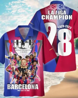 Football Club Hawaiian Shirt La Liga Champion 2025 Gifts For Fan Football Club HVN1007LALIGA05142025HAW