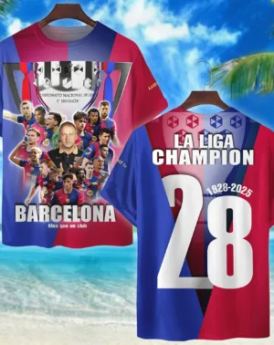 Football Club T-Shirt La Liga Champion 2025 Gifts For Fan Football Club HVN1007LALIGA05142025TS3D